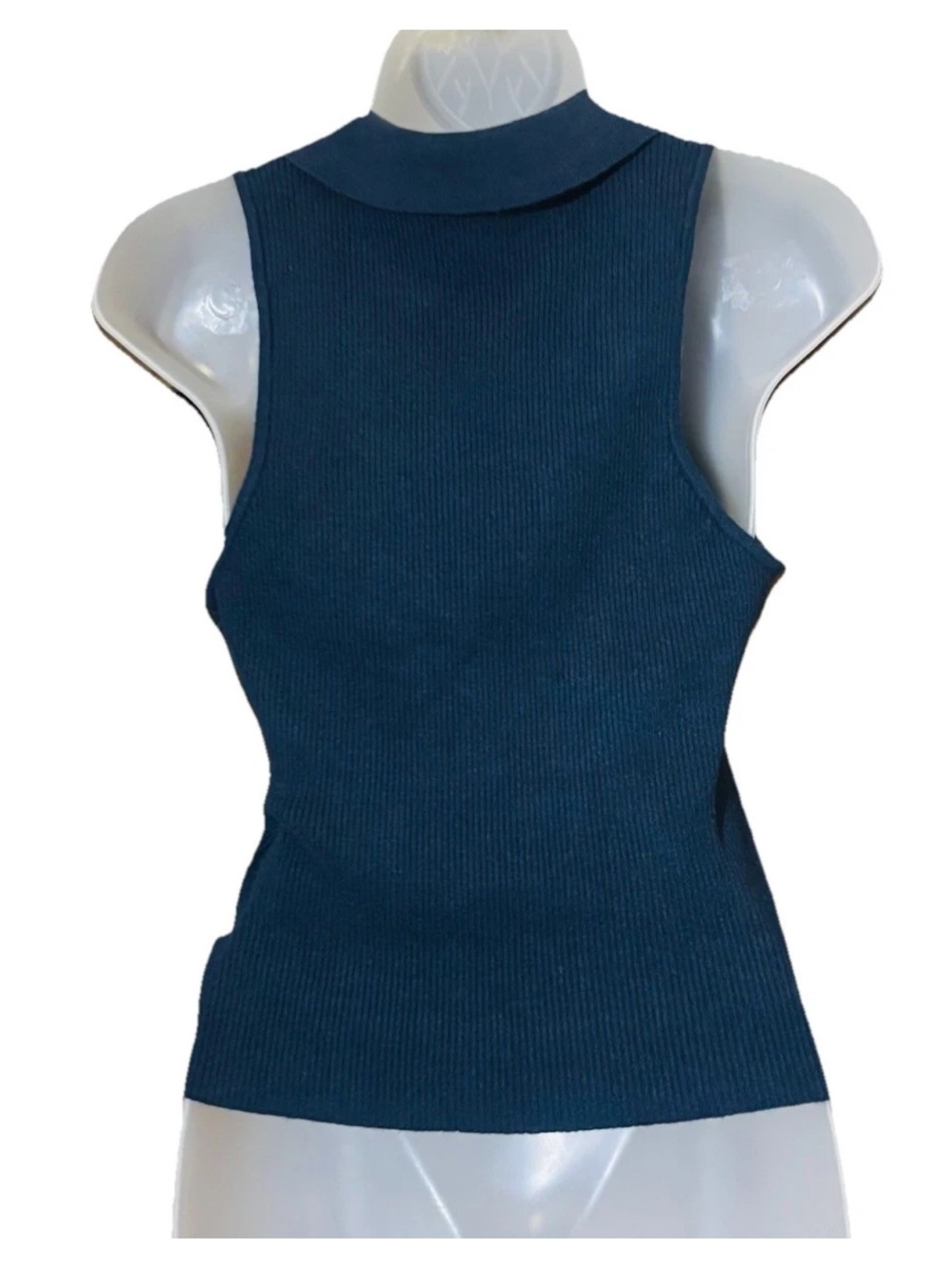 French Connection Mozza Knit Sleeveless PulloverVest Marine Blue Women's Size L - Picture 3 of 10
